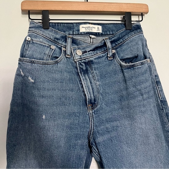 Abercrombie & Fitch curve love the 90s straight ultra high rise jeans blue 25/00 - Picture 5 of 8